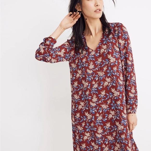 Madewell Dresses & Skirts - Madewell Women's Floral Button-Back Long Sleeve Dress Size L Multicolor